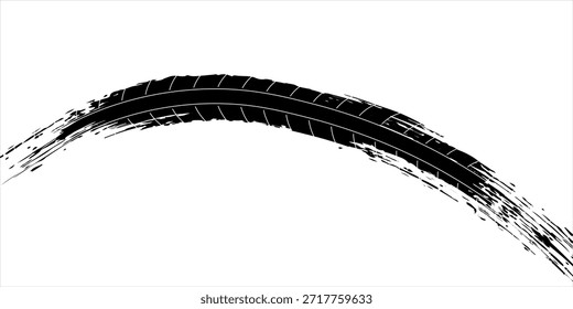 Pista texturizada del neumático de la impresión del Vector . Elemento de diseño. Silueta de hilo de bicicleta