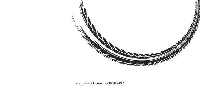 Pista texturizada del neumático de la impresión del Vector . Elemento de diseño . Silueta de hilo de coche . Textura grunge de salpicaduras de barro, Eps10