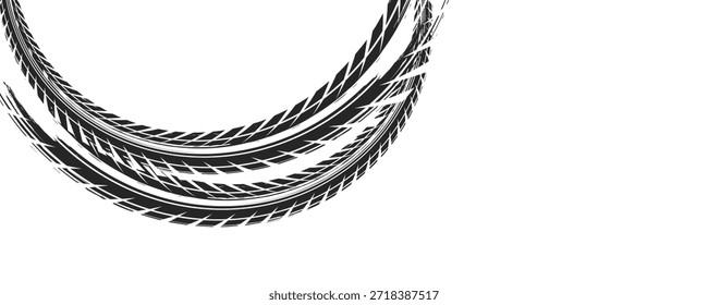 Pista texturizada del neumático de la impresión del Vector . Elemento de diseño . Silueta del hilo de coche. Vector moderno