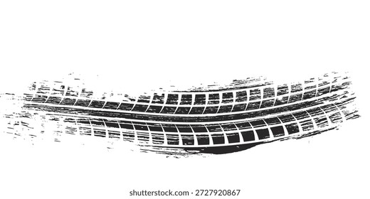Pista texturizada del neumático de la impresión del Vector . Elemento de diseño. Silueta de hilo de bicicleta	

