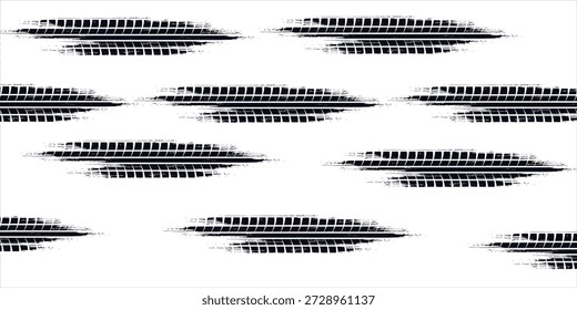 Vector Print Textured Tire Track . Design Element . Car tread silhouette . Mud splash grunge texture