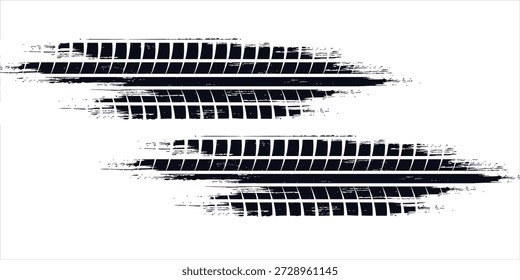 Vector Print Textured Tire Track . Design Element . Car tread silhouette . Mud splash grunge texture
