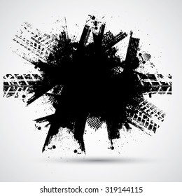 Vector Print Textured Tire Track .