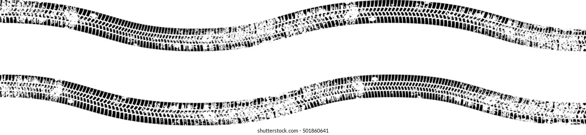 Vector Print Textured Tire Track . Distressed Overlay Grunge Design Element .Car thread silhouette