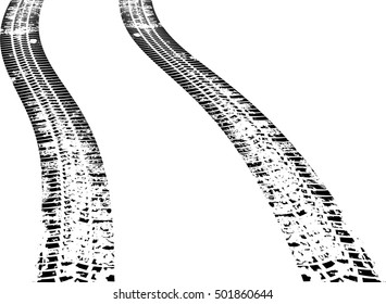Vector Print Textured Tire Track . Distressed Overlay Grunge Design Element .Car thread silhouette