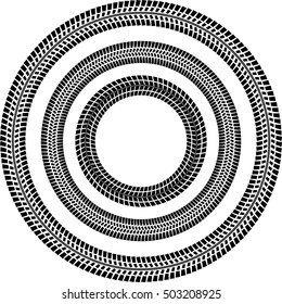 Vector Print Textured Tire Track .  Design Element .Car thread silhouette