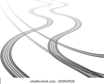 Vector Print Textured Tire Track . Design Element .Car thread silhouette