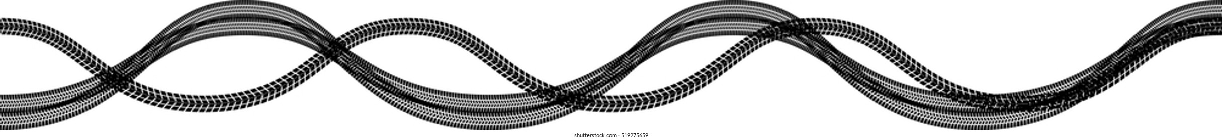 Vector Print Textured Tire Track . Design Element .Bike thread silhouette