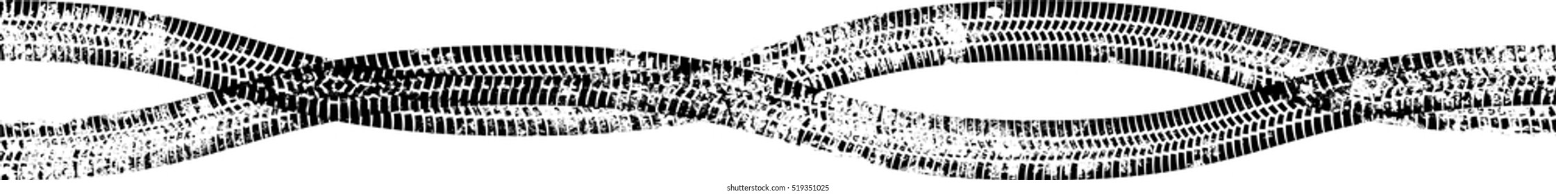 Vector Print Textured Tire Track . Design Element .Bike thread silhouette