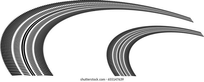 Vector Print Textured Tire Track . Design Element .Car thread silhouette