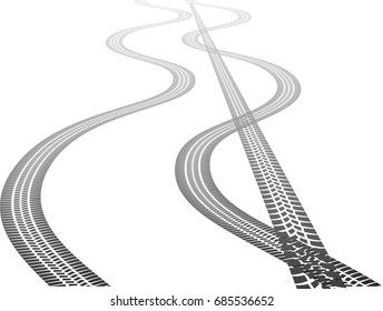 Vector Print Textured Tire Track . Design Element .Bike thread silhouette