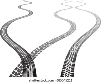 Vector Print Textured Tire Track . Design Element .Bike thread silhouette