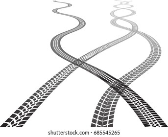 Vector Print Textured Tire Track . Design Element .Bike thread silhouette