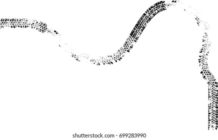 Vector Print Textured Tire Track . Design Element .Bike thread silhouette