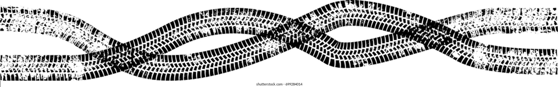 Vector Print Textured Tire Track . Design Element .Bike thread silhouette