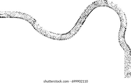 Vector Print Textured Tire Track . Design Element .Bike thread silhouette
