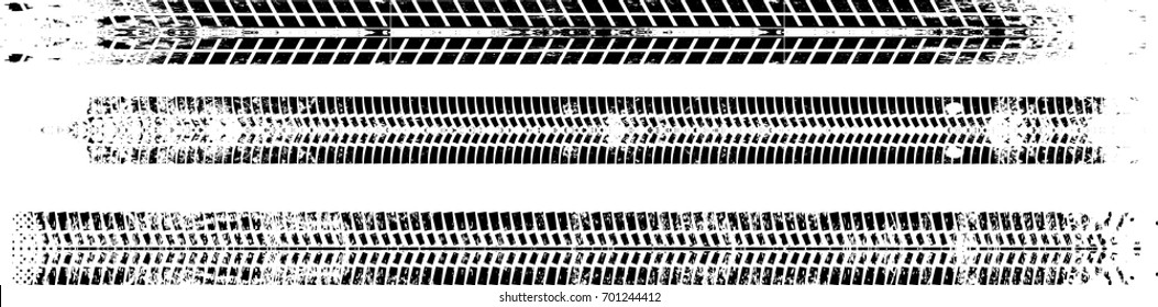 Vector Print Textured Tire Track . Design Element .Bike thread silhouette . Dirty rubber tire tracks