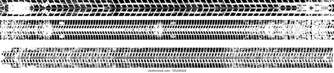 Vector Print Textured Tire Track . Design Element .Bike thread silhouette . Dirty rubber tire tracks