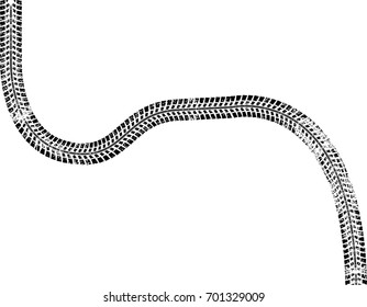 Vector Print Textured Tire Track . Design Element .Bike thread silhouette