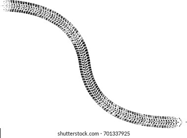 Vector Print Textured Tire Track . Design Element .Bike Thread Silhouette