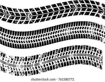 Vector Print Textured Tire Track . Design Element .Bike thread silhouette