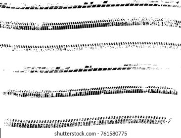 Vector Print Textured Tire Track . Design Element .Bike thread silhouette