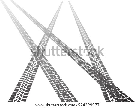 Vector Print Textured Tire Track . Design Element .Car thread silhouette