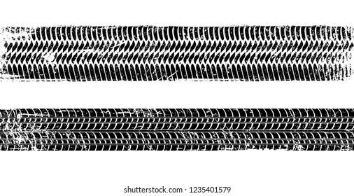 Vector Print Textured Tire Tracks .Grunge tire tracks silhouette.