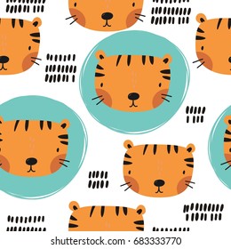 Vector print with Tiger for baby