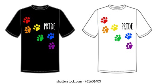 Vector print for t-shirt with Pride lgbt bright rainbow.