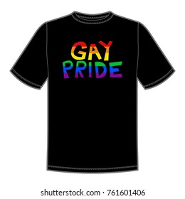 Vector print for t-shirt with Pride lgbt bright rainbow.