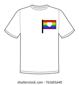 Vector print for t-shirt with Pride lgbt bright rainbow.