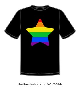 Vector print for t-shirt with Pride lgbt Star