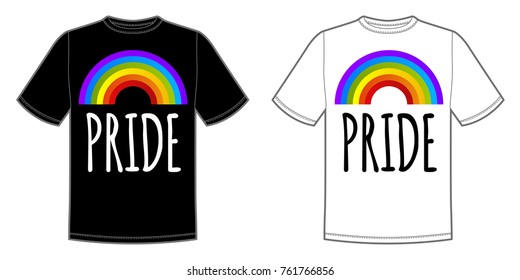 Vector print for t-shirt with Pride lgbt bright rainbow