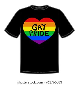 Vector print for t-shirt with Pride lgbt bright rainbow