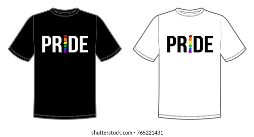 Vector print for t-shirt with Pride lgbt bright rainbow