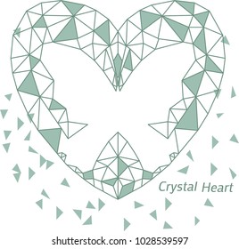 Vector print is for t-shirt. Stylized heart and butterfly from polygons on a  white background. Vector applique  can be used for fabric, wallpaper, print for textile clothes in fashion luxury design.