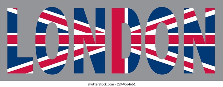 Vector print for t-shirts. The inscription London. The flag of Great Britain. Pattern for textiles.