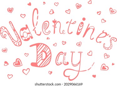 El día de San Valentín se imprimió por vectores. Dejando. Fuente decorativa rosa. Fondo transparente. Fenómeno de la plantilla de diseño horizontal romántico de felicitación para tarjeta, afiche