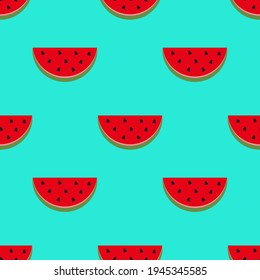 vector print of watermelons on a blue background. seamless pattern