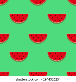 impresión vectorial de sandías sobre un fondo verde. patrón transparente
