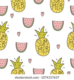 Vector print wirh pineapple and watermelon