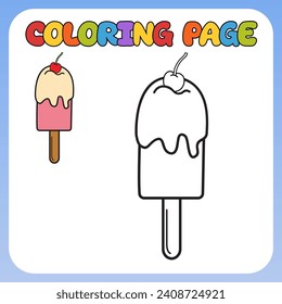 Vector printable of cartoon ice cream coloring page