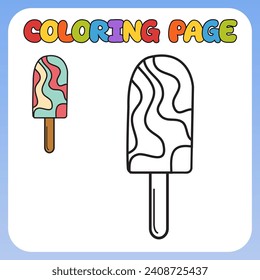 Vector printable of cartoon ice cream coloring page