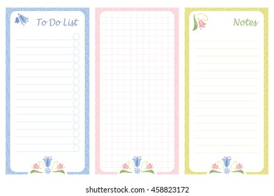 Vector printable to do list template with floral elements.