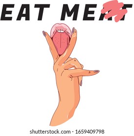 Vector Printable of Don't Eat Meat, Eat Me Vegan Design for tshirts, flyers, brochures, social posts.