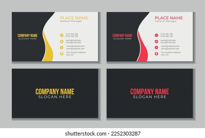 Vector printable and editable horizontal double sided clean modern corporate business card template design