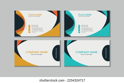 Vector printable and editable horizontal double sided clean modern corporate business card template design