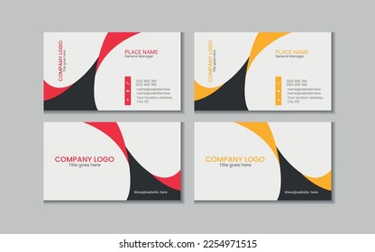 Vector printable and editable horizontal double sided clean modern corporate business card template design