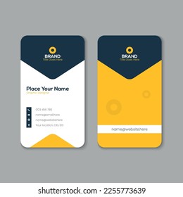 Vector printable and editable horizontal and vertical double sided clean modern corporate business card template design